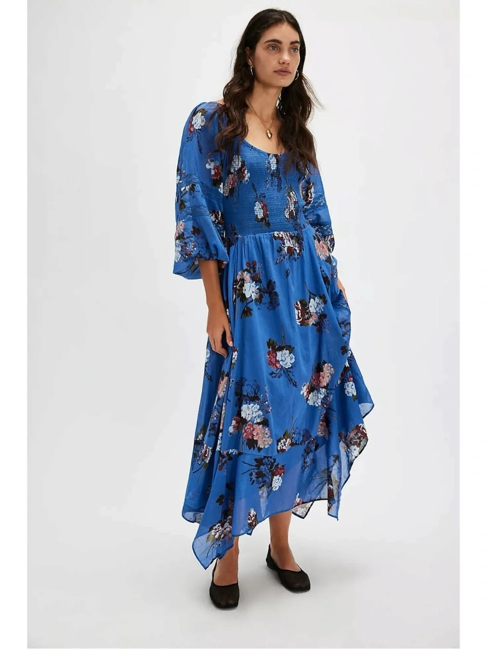 Free People Bohemian Witchy Fairy Morning Glory Maxi Dress Bluebell Medium NWT